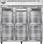 3R-SS-GD-HD Three Section Reach In Glass Door Refrigerator, Full Stainless & Half-Height Doors
