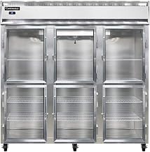 3R-SS-GD-HD Three Section Reach In Glass Door Refrigerator, Full Stainless & Half-Height Doors