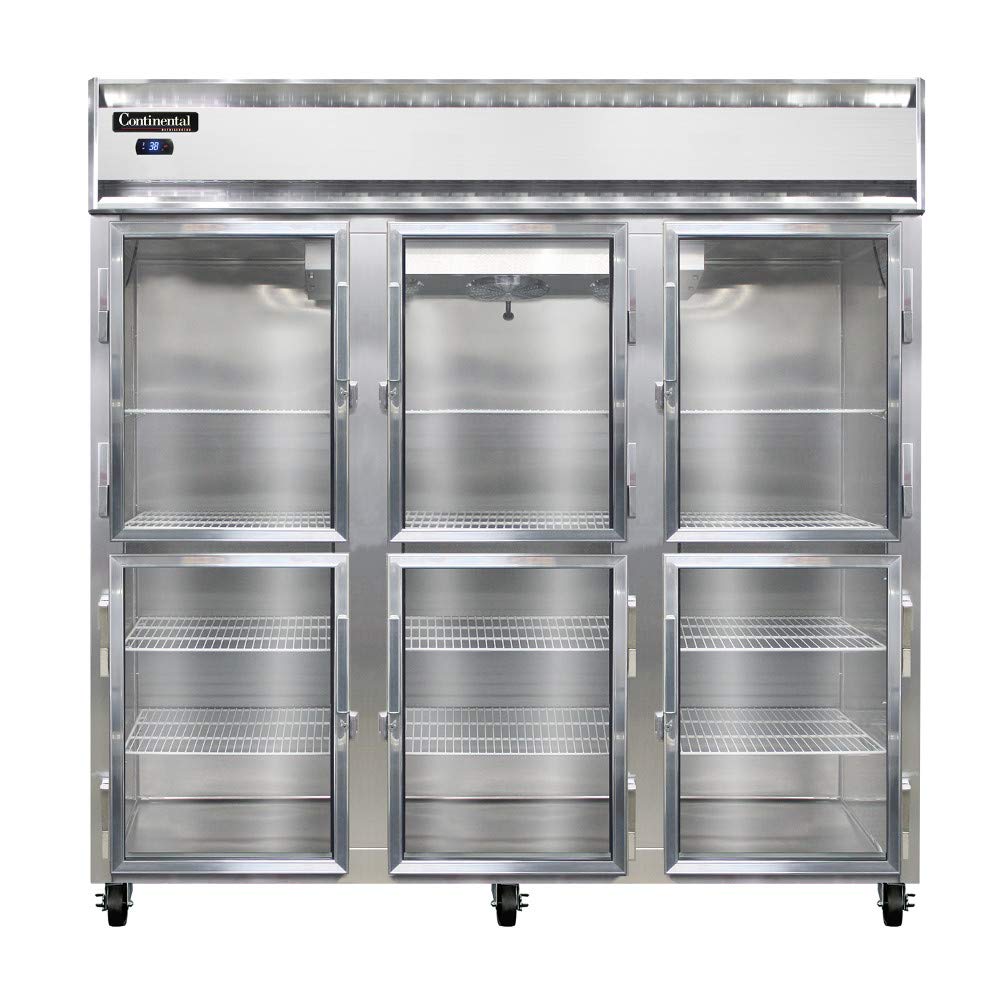 Three Section Reach In Glass Door Refrigerator by Continental Refrigerator – Model 3R-SS-GD-HD