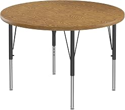 Correll 36" Top Bar Stool/Standing Height Round Activity Table in Oak