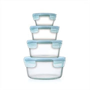 OXO Good Grips Smart Seal 8-Piece Glass Food Storage Container Set - Arctic Blue