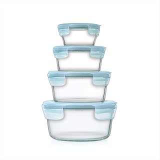 OXO Good Grips Smart Seal 8-Piece Glass Food Storage Container Set - Arctic Blue