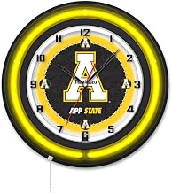 Holland Bar Stool Clk19BKAppStU NCAA 19 in. Dia. Appalachian State University Double Neon Wall Clock Black