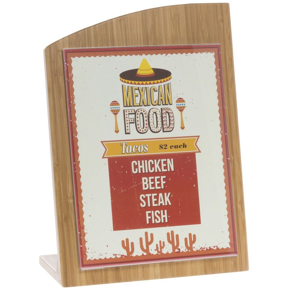 Chalkboard Sign with Wave Top Bamboo - 10 1/4" L x 4 1/4" W x 14" H by HUBERT – Bamboo, Natural, Model 688640146793