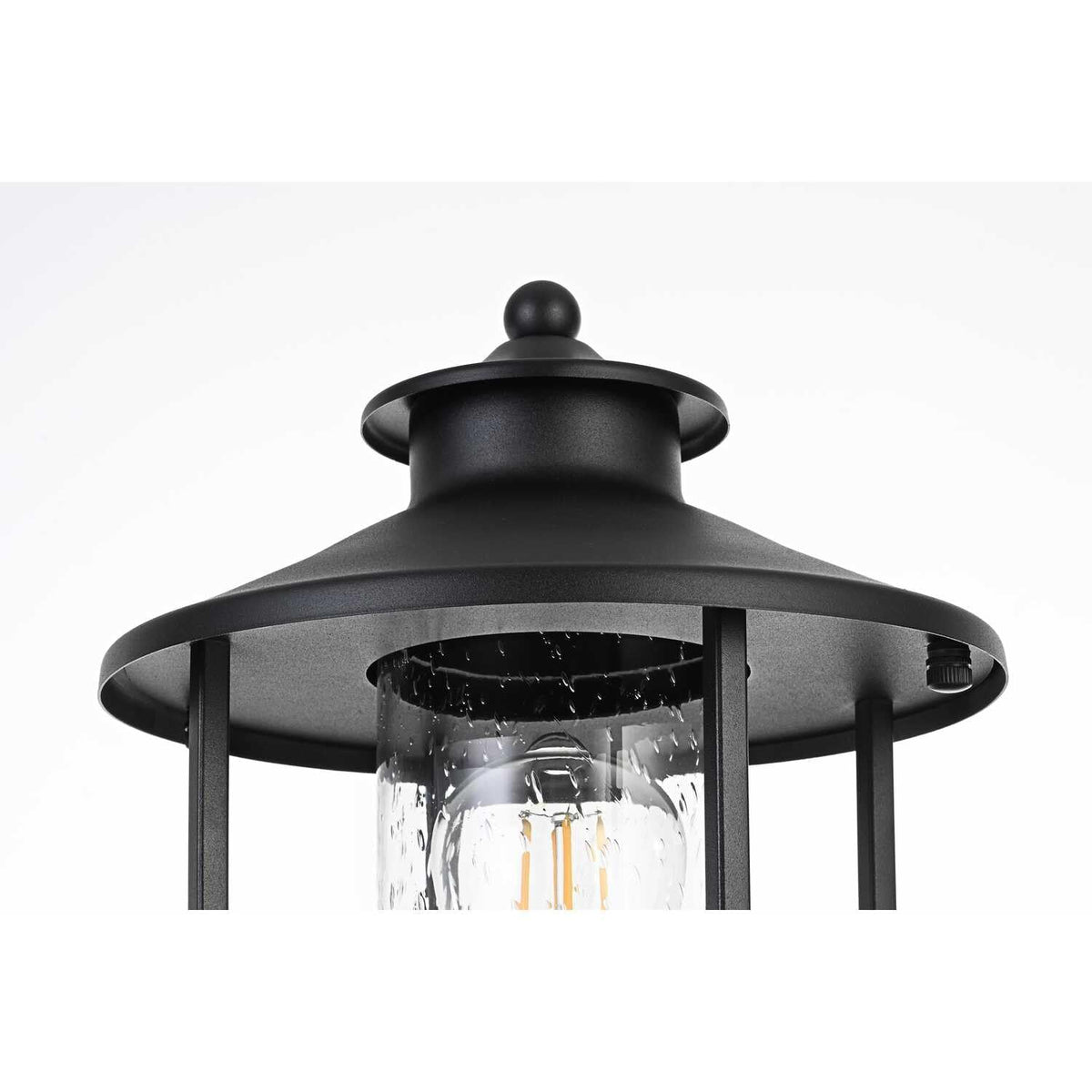 Janney One Light Outdoor Post Mount Black by Lighting Design – 12", Iron, Black, Model OD314P17BK