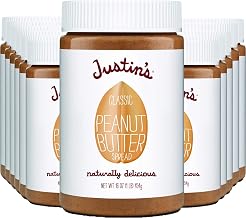 Justin's Classic Peanut Butter, Only Two Ingredients, No Stir, Gluten-free, Non-GMO, Responsibly Sourced, 1 Pound (Pack of 12)