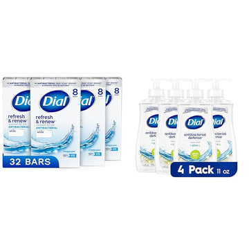 Antibacterial Bar Soap 32 Pack & Liquid Hand Soap 4 Pack - Refreshing White Tea Scent by Dial – Commercial Grade