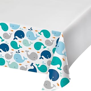 Creative Converting 324428 Border Print Plastic Tablecover, Lil' Spout Blue, 54 x 102-Inches