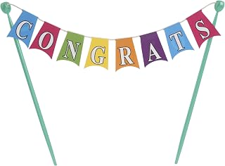 DecoPac Congrats Banner Cake Decoration, 1 Piece Cake Decoration For Graduation, Retirement, Wedding, Birthday, 6 Pack