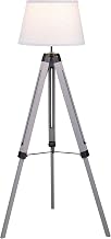 Coaster Home Furnishings - Dayton - Tripod Floor Lamp with Empire Shade, Wood Upper Base and Extended Metal Legs - Living Room - 56-Inch - Gray & White - 920212