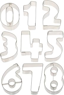 Ateco Plain Edge Large Number Cutters (0 - 9), 3" high, Stainless Steel, 10 Pc Set