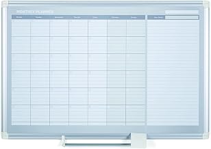MasterVision Magnetic Dry Erase Monthly White Board Planner, Wall Mounting, Sliding Marker Tray, 36" x 48", Aluminum Frame, (GA0597830-550)