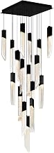 CWI Lighting Petra Integrated LED 24in Black Chandelier with Handcrafted Glass for Living Room, Kitchen, Bedroom