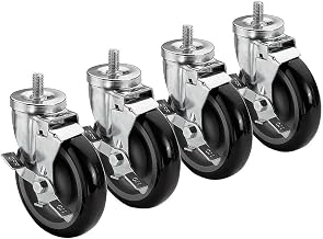 Kronwe 28-145S 11 Threaded Stem Caster, Side Brake, 5" Wheel, Set of 4, 220 Lbs. Per Caster, 6" Overall 5/8"