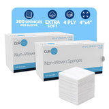 2PK CurPro Non-Woven Sponges - 4" x 4" - Non-Sterile by Dynarex – 200 Count (Pack of 2), Polyester, White, Model 3254