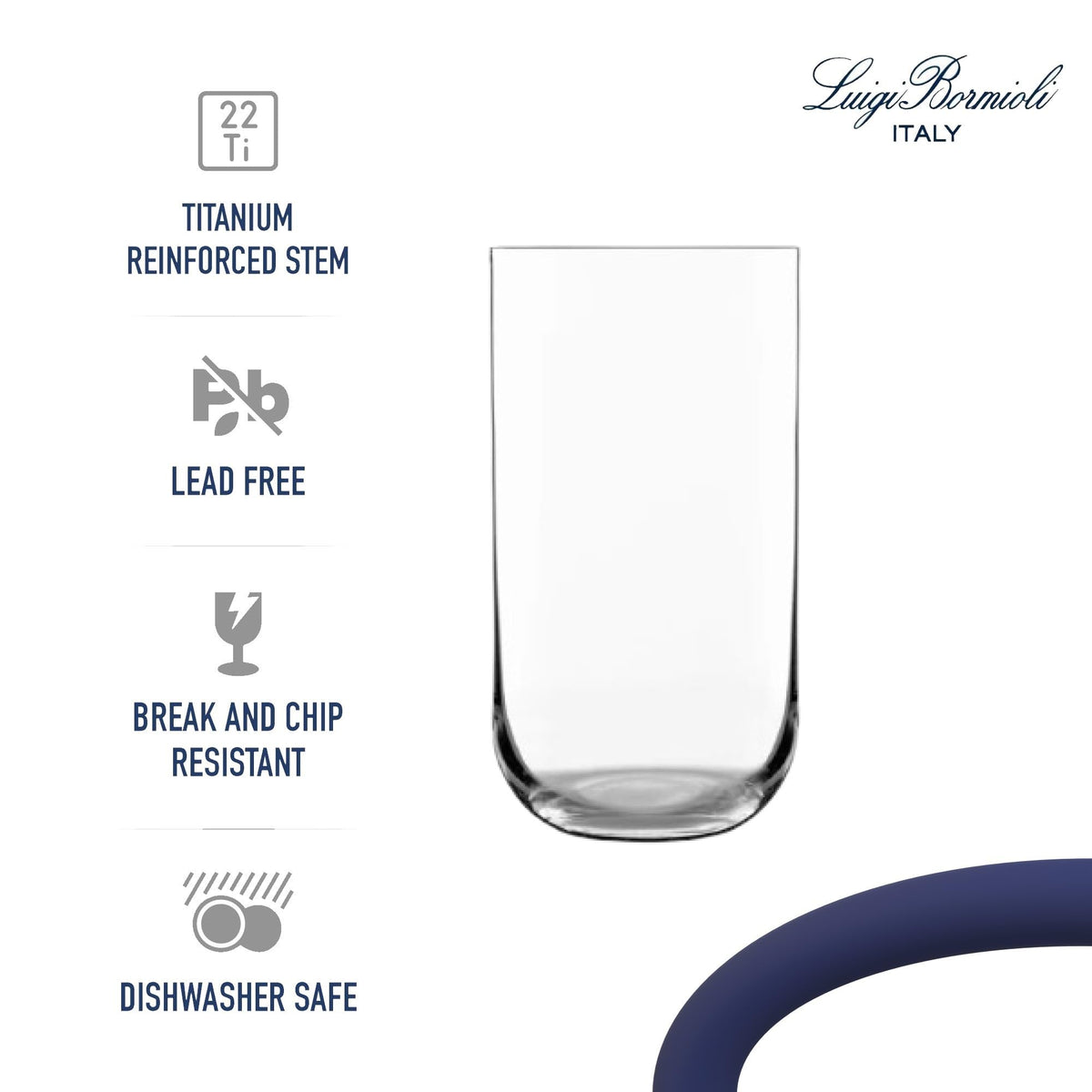 Sublime Highball Glasses by Luigi Bormioli – 20 Oz., 20 fluid_ounces, Glass, Clear, Pack of 4