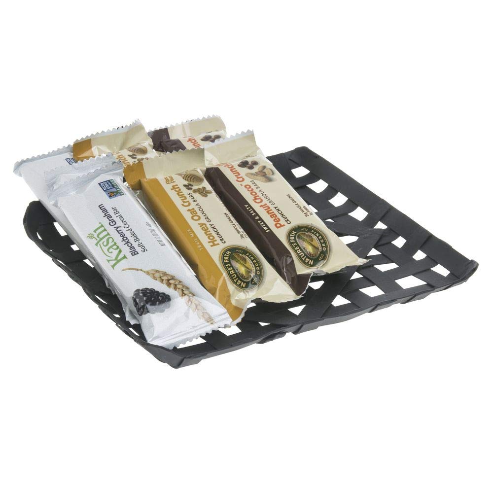 Black Metal Rectangular Decorative Display Basket - 8.5"L x 8.5"W x 0.5"H by HUBERT – Metal, Black, Model 40322