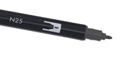 Dual Brush Pen by Tombow – 1 Count (Pack of 1), Plastic (Body), Nylon (Tip), N25 Lamp Black, Model AB-TN25