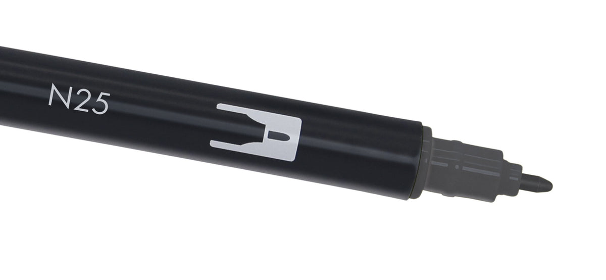 Dual Brush Pen by Tombow – 1 Count (Pack of 1), Plastic (Body), Nylon (Tip), N25 Lamp Black, Model AB-TN25