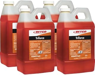 Betco FastDraw 43 Triforce One-Step Disinfectant Concentrate, Bactericidal/Fungicidal/Virucidal, Fresh Scented, 2 L (67.6 fl oz), Pack of 4