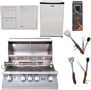 32-Inch Propane Grill L75000 with Lion Door and Drawer Combo with Towel Rack and Lion Refrigerator Package Deal with 5 in 1 BBQ Tool Set by Lion Premium Grills – Model