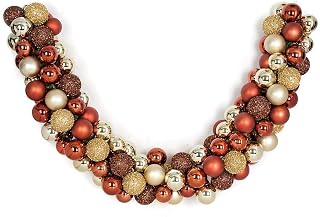 6ft L x 8in W Plastic Mixed Ball Artificial Garland -Copper/Gold/Brown