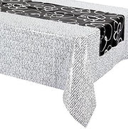 Creative Converting Mod Poppies Tablerunner, 14 by 84", Black/White