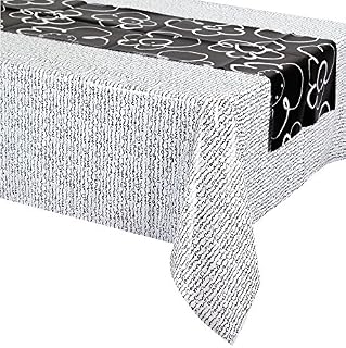 Creative Converting Mod Poppies Tablerunner, 14 by 84", Black/White