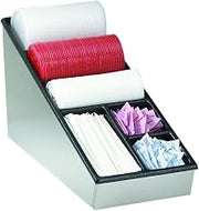 NLS-1 Countertop Lid Straw And condiment Organizer, Narrow, Stainless Steel, ABS Plastic Insert, 11-3/8" H x 8-1/2" W x 22-7/8" D