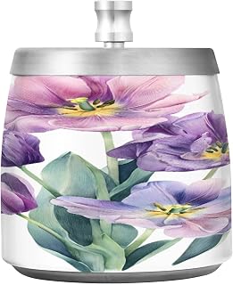 Purple Tulips Splash Ashtray with Lid, Outdoor Ashtrays for Patio