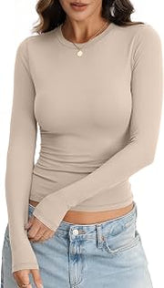 Womens Long Sleeve Shirts Tight Going Out Tops Basic Fall Clothes