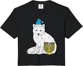 Jewish Arctic Snow Fox Menorah Hanukkah Chanukah Animal Comfort Colors Crop Top