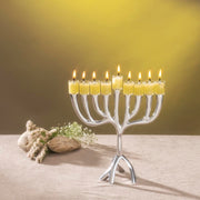 Emanuel Tree of Life Menorah, Aluminum, Silver 9 Inch