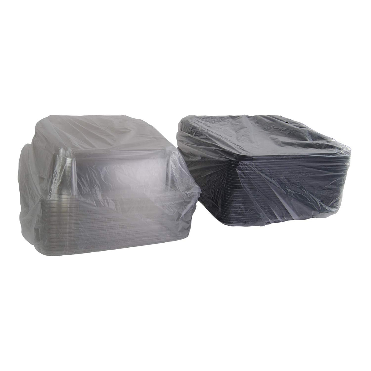 Black 10.7" UltraStack Square Platter with Clear 3" Dome Lid by Sabert – 11", Polyethylene Terephthalate (PET), Black, Pack of 25, Model C9611