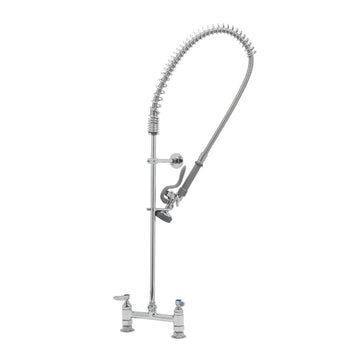 Easy Install Pre-Rinse Spring Action Deck Mount Base with 8-Inch Centers Wall Bracket by T&S Brass – Brass, Chrome, Model B-0123-B