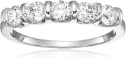 1 cttw 5 Stone Diamond Ring 14K White Gold Engagement Channel Set