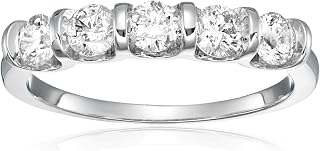 1 cttw 5 Stone Diamond Ring 14K White Gold Engagement Channel Set