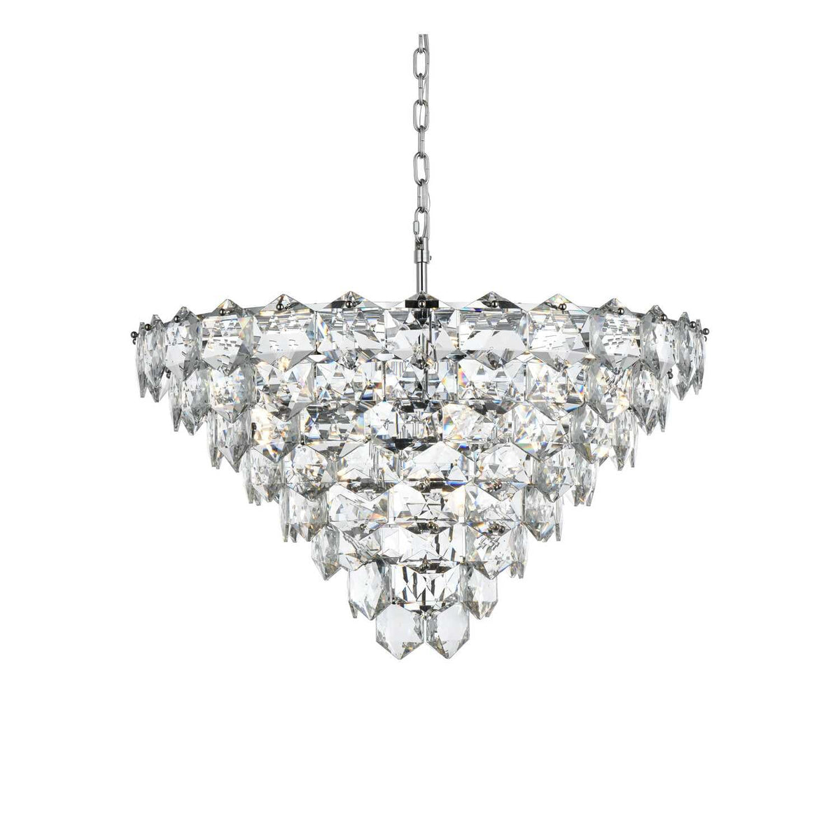 Adaline 15 Light Chandelier Chrome by Lighting Design – Iron and Crystal, Chrome