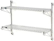 Nexel Poly-Green Wall Mount Wire Shelving, 48" W x 24" D x 34" H 2-Shelf Starter