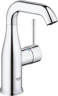 GROHE Essence Single-Lever Basin Mixer, M-Size, with Push-Open Pop-Up Waste Set, Metal Lever, Water-Saving, Swivel Spout, Chrome. Easy To Install. 23798001