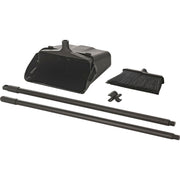 Upright Dust Pan & Lobby Broom Combo Kit by Global Industrial – 36"L x 13"W x 4"H, Plastic, Black, Model 261790