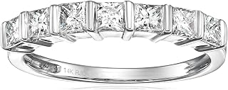 1 cttw Princess Cut Diamond Wedding Band for Women in 14K White Gold Channel Set Ring, Size 5-9