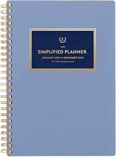 AT-A-GLANCE 2025 Planner, Simplified by Emily Ley, Weekly & Monthly, 5-1/2" x 8-1/2", Small, French Blue (EL36-200-25)