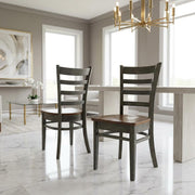 Solid Hardwood Side Chairs Set of by Furnifact – Wood, Hickory and Washed Coal, Pack of 2
