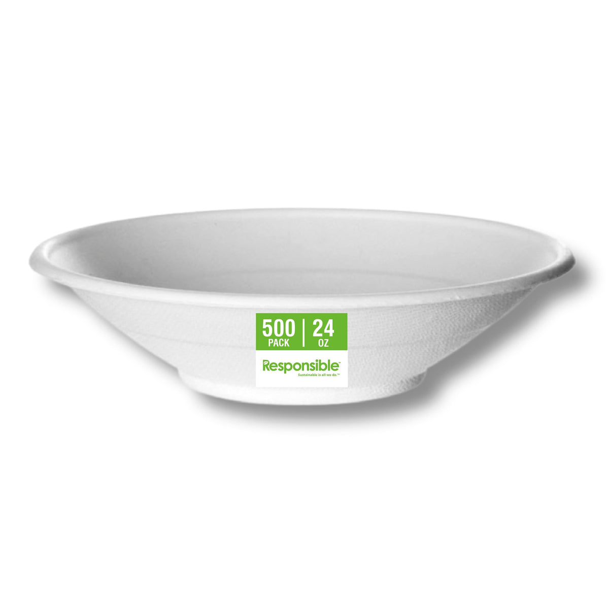 24 oz Disposable Bowls I Tree-Less™ Compostable Molded Fiber Noodle Bowls I Extra Strength I No Added PFAS I Classic White (500 Count) by Responsible Products – 24 oz (500 Count)