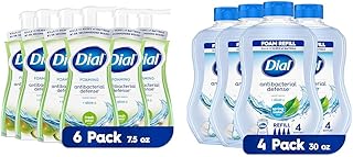 Dial Antibacterial Foaming Hand Wash Fresh Pear Pack of 6 with Spring Water Foaming Hand Wash Refill Pack of 4