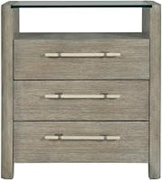 Starlight Canyon Home Oak Veneer Nightstand with Three Drawers, Night Stand Bedside Table with Drawers for Bedroom Side Table Tall, Gray