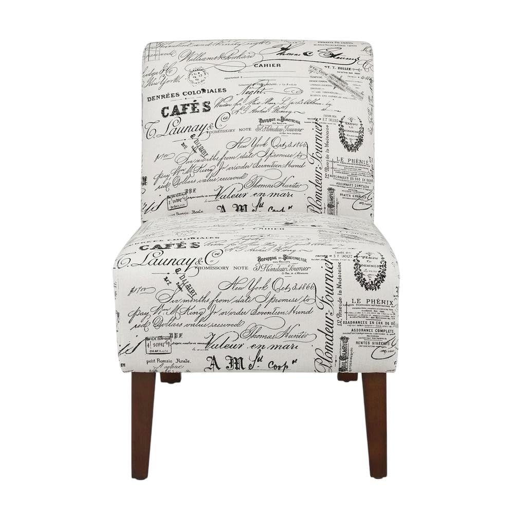 Linen Script Lily Chair in Brown by Furnifact – Eucalyptus Wood, Local Hardwoods, Fabric, Foam, Rubberwood,Plywood, Brown