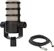 Rode PodMic Dynamic Podcast Microphone Bundle with 10-Foot Balanced XLR Cable — Cardioid XLR Studio Mic for Podcasting, Live Streaming, Voice Over, Broadcasting