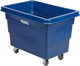 Global Industrial 6 Bushel Plastic Bulk Box Truck, Direct Mount Base, Blue